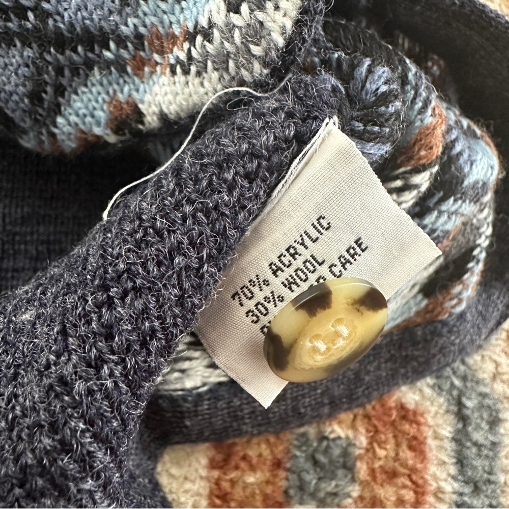 Giordano Wool‎ blend Fair Isle Sweater Vest - Cozy Grandpacore Preppy Academia L - Picture 7 of 9